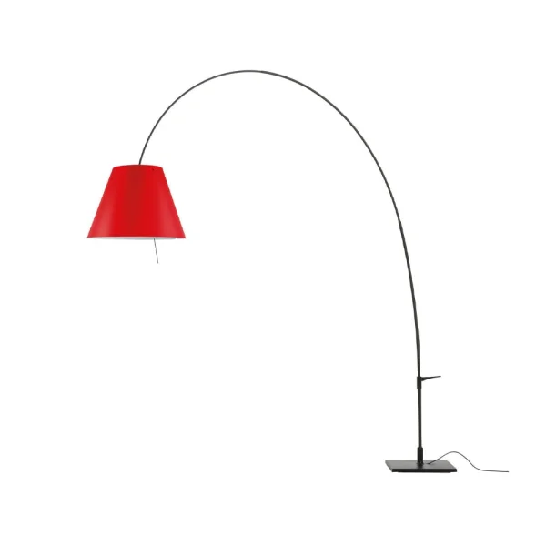 Luceplan Lampadaire Lady Costanza D13E d Abat-jour rouge-pied laqué noir