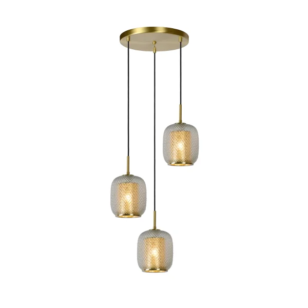 Lucide Agatha - lampe suspendue - Ø 35 x 163 cm - or mat et laiton