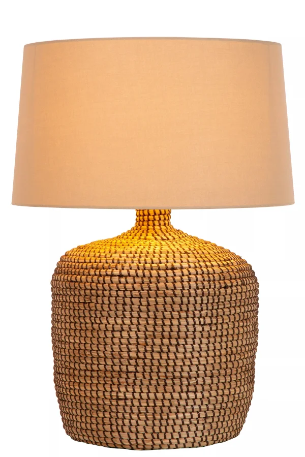 Lucide Ambala - lampe à poser - Ø 35 x 48 cm - brun clair et blanc