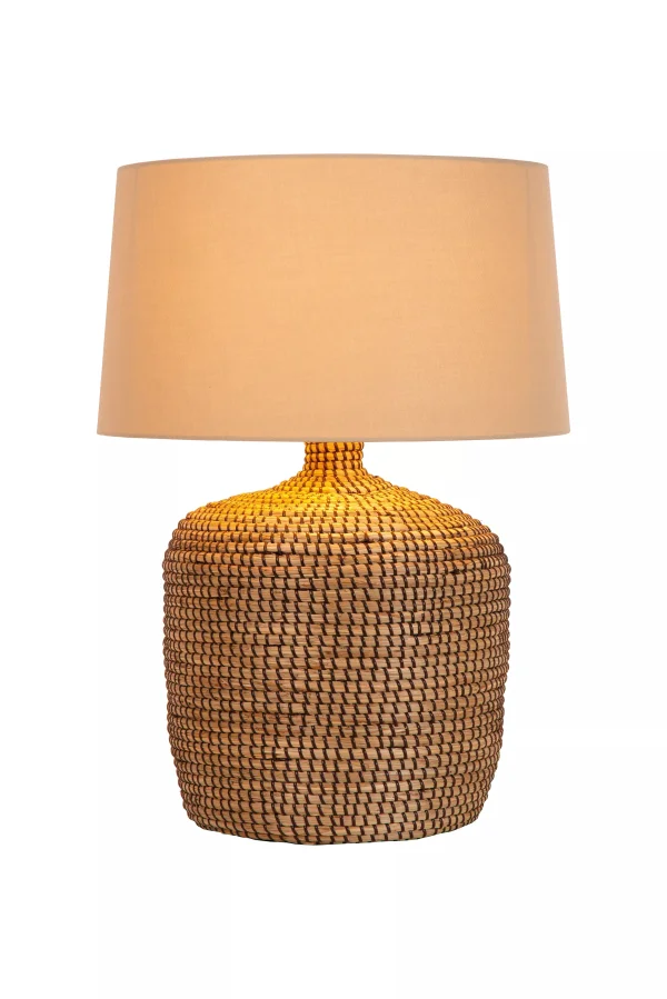 Lucide Ambala - lampe à poser - Ø 45 x 64 cm - blanc et marron clair