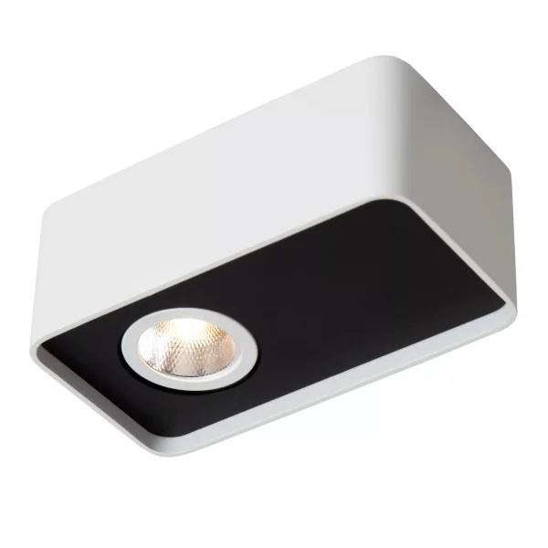 Lucide Angular - spot de plafond - 13 x 7 x 5 cm - 6W LED dimmable inclus - blanc avec noir