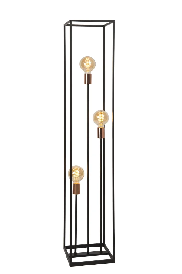 Lucide Arthur - lampadaire - 25 x 25 x 140 cm - noir et cuivre