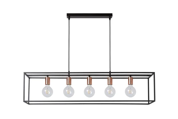 Lucide Arthur - lampe suspendue - 110 x 25 x 155 cm - noir et cuivre