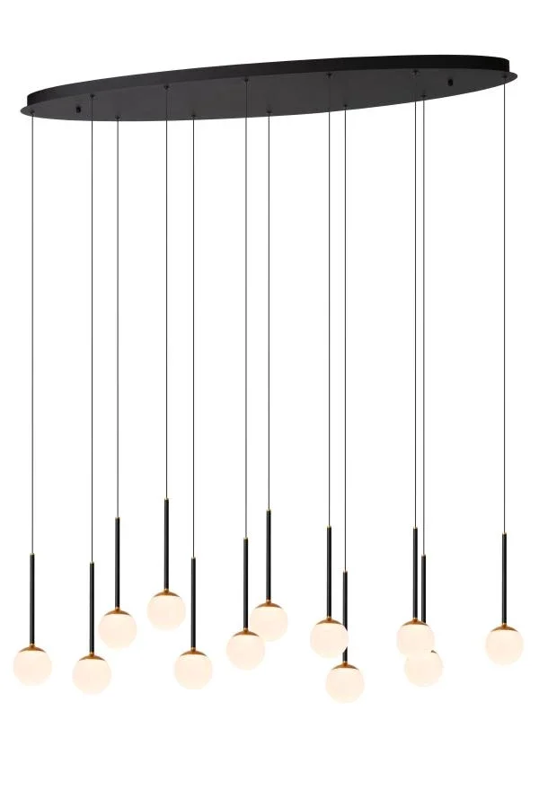 Lucide Calina - lampe suspendue - 143,2 x 35 x 169,3 cm - 12 x 7,7W LED dimmable inclus - noir