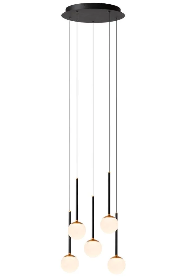 Lucide Calina - lampe suspendue - Ø 42 x 169,3 cm - 5 x 8,2W LED dimmable inclus - noir