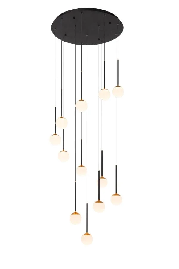 Lucide Calina - lampe suspendue - Ø 69,9 x 169,3 cm - 12 x 7,7W LED dimmable inclus - noir