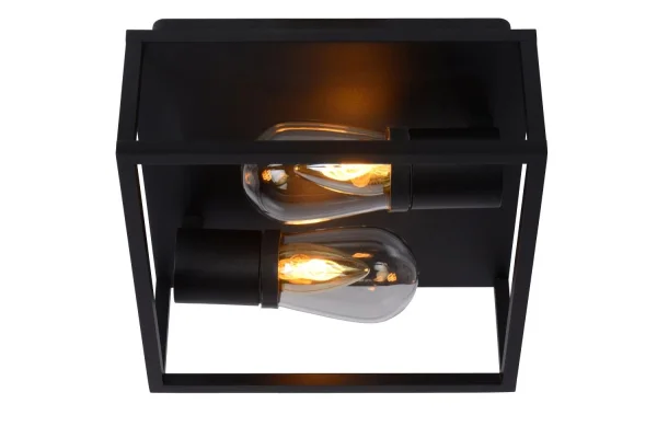 Lucide Carlyn - plafonnier - 25 x 25 x 12,6 cm - IP54 - noir