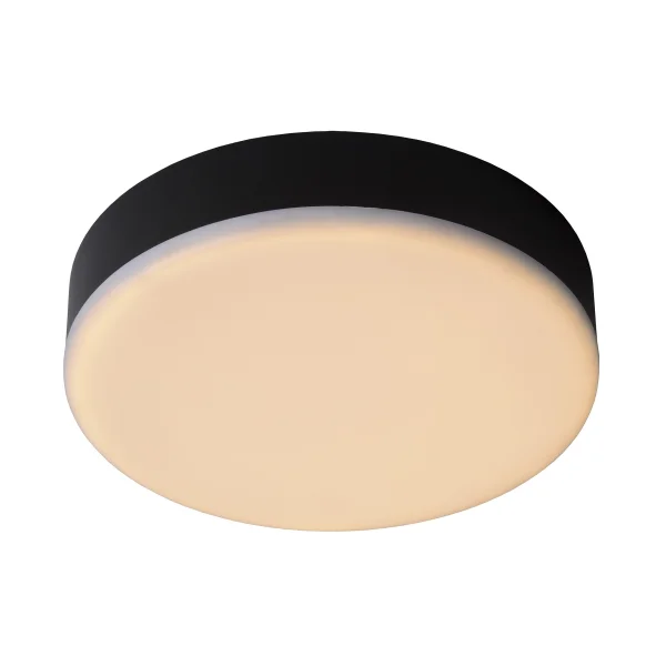 Lucide Ceres-LED - plafonnier de salle de bains - Ø 21,5 x 5 cm - 30W LED dimmable inclus - IP44 - noir