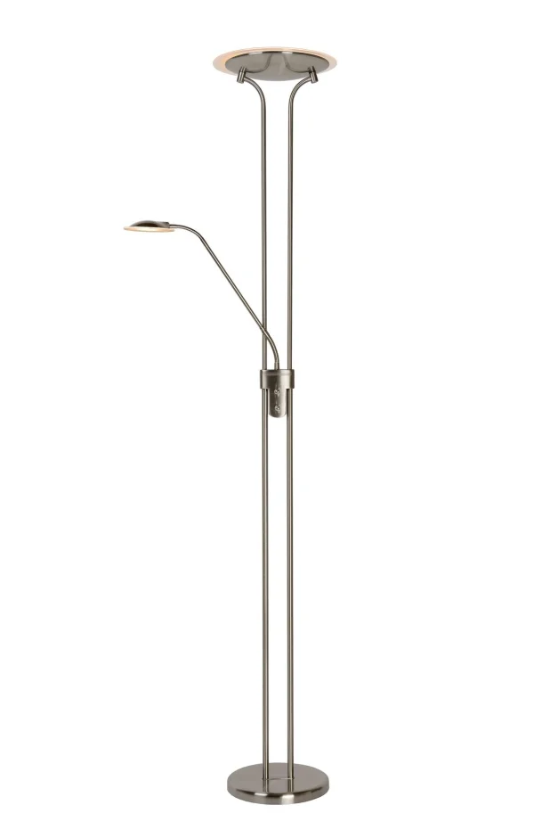 Lucide Champion - lampadaire - Ø 25,4 x 180 cm - 20W + 4W dimmable LED inclus - chrome mat