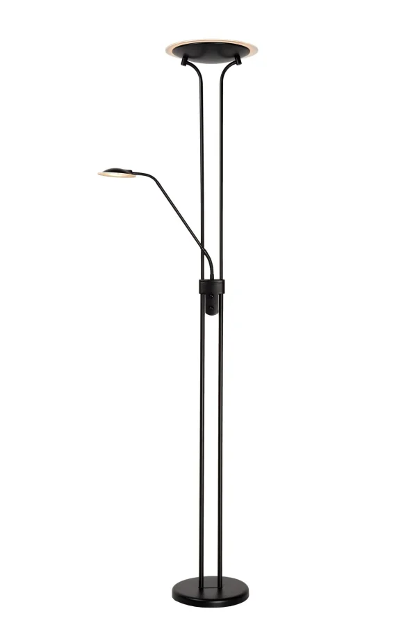 Lucide Champion - lampadaire - Ø 25,4 x 180 cm - 20W + 4W LED dimmable inclus - noir