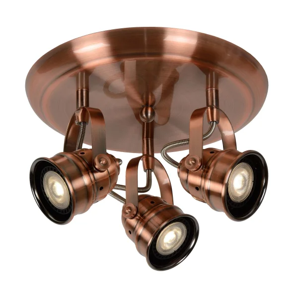 Lucide Cigal 3 - spot en saillie - Ø 27 x 15 cm - 3 x 5W LED inclus - cuivre