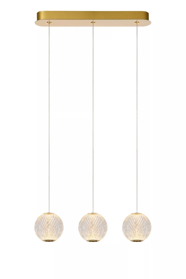 Lucide Cintra - lampe suspendue - 48 x 11 x 150 cm - 3 x 4,7W LED inclus - transparent et doré