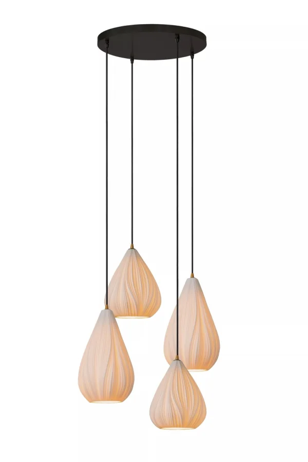 Lucide Cinzia - lampe suspendue 4L - Ø 55,5 x 154 cm - blanc