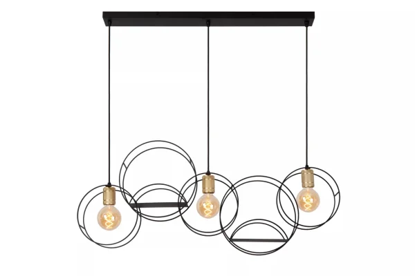 Lucide Circle - lampe suspendue 3L - 104 x 15 x 160 cm - noir