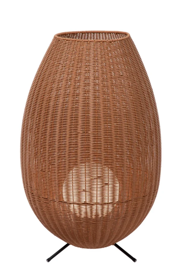 Lucide Colin - lampadaire d'extérieur rechargeable - Ø 50 x 79 cm - 3 step dimmer - 3W dimmable LED inclus - IP44 - bois clair