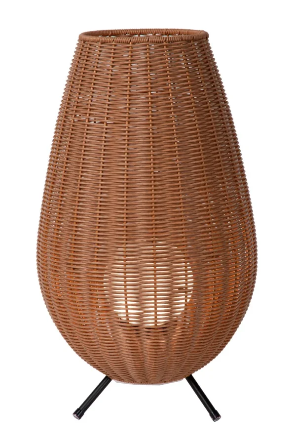 Lucide Colin - lampe de table rechargeable pour extérieur - Ø 30 x 50 cm - 3 step dimmer - 3W dimmable LED inclus - IP44 - bois clair