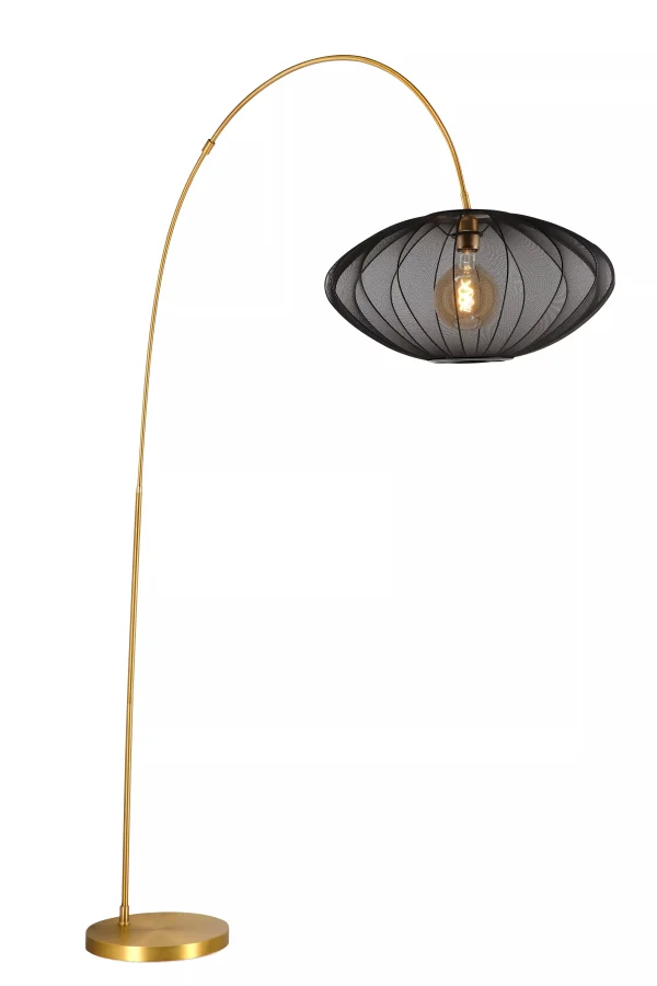 Lucide Corina - lampadaire - 131 x 55 x 192 cm - noir et laiton
