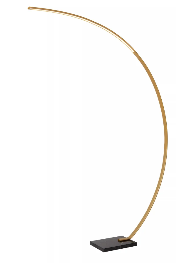 Lucide Curve - lampadaire - 140,4 x 22 x 192 cm - 15W LED avec fonction dimmer incluse - noir et laiton