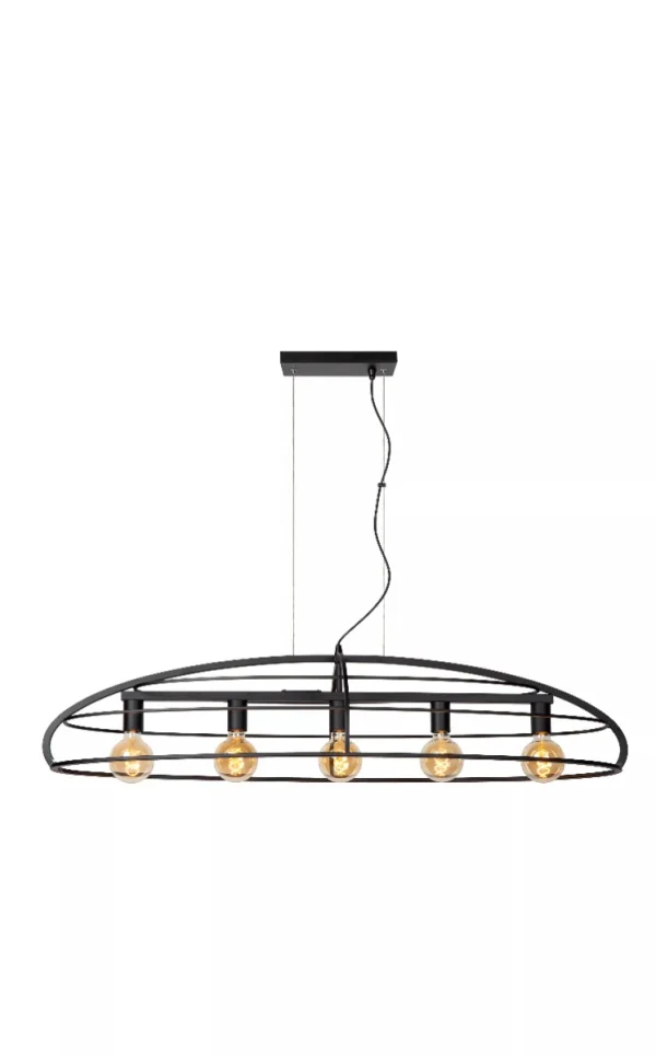 Lucide Dikra - lampe suspendue - 125 x 40,5 x 175,5 cm - noir