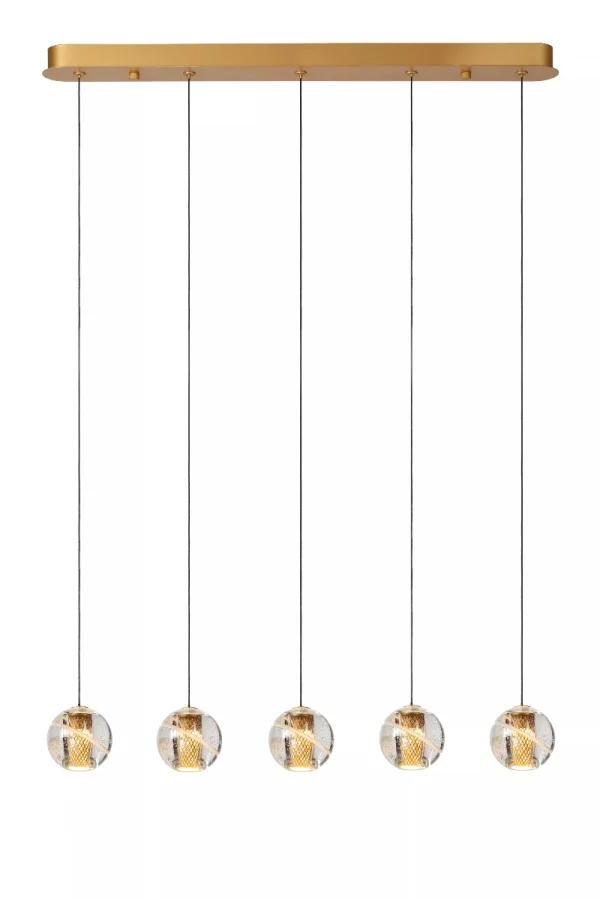 Lucide Dilenko 5L - lampe suspendue - 84 x 10 x 150 cm - 5 x 3,5W LED inclus - laiton