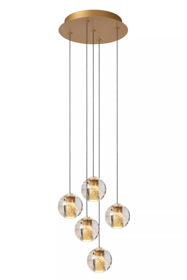 Lucide Dilenko 5L - lampe suspendue - Ø 31 x 150 cm - 5 x 3,5W LED inclus - laiton