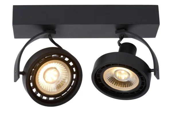 Lucide Dorian - spot en saillie - 13 x 30 x 16,5 cm - 2 x 12W LED dimmable inclus - dim to warm - noir