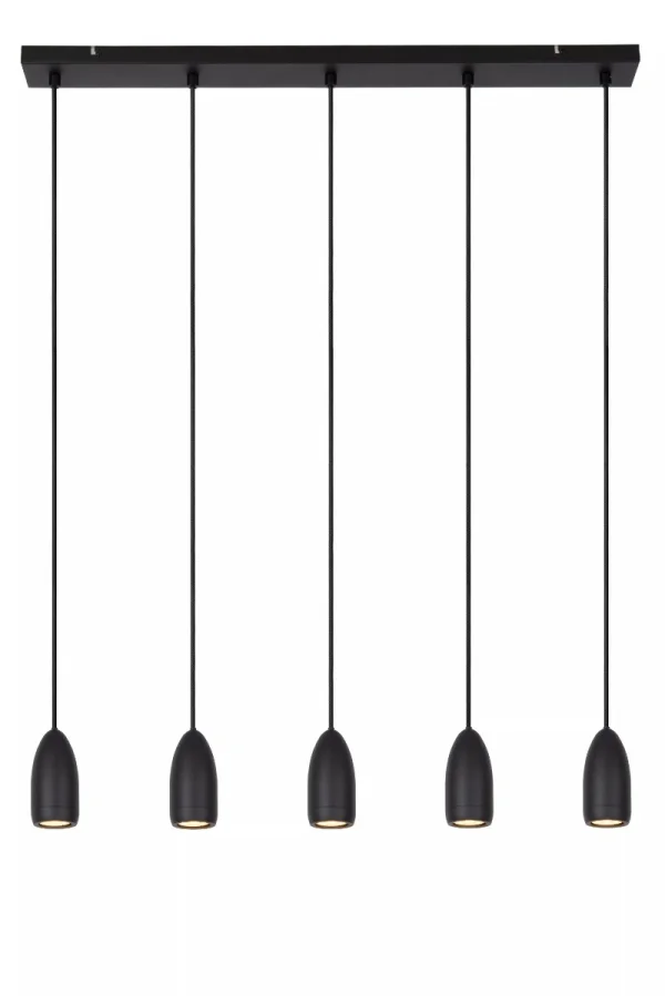 Lucide Evora 5L - lampe suspendue - 100 x 8 x 150 cm - noir