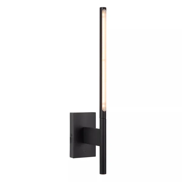 Lucide Finan - applique murale avec prise de charge USB - 8 x 14,2 x 48 cm - 6W LED inclus - noir