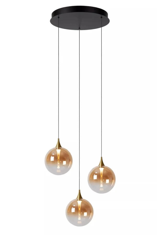 Lucide Gisela - lampe suspendue - Ø 36 x 150 cm - 3 x 3,6W LED dimmable inclus - amber