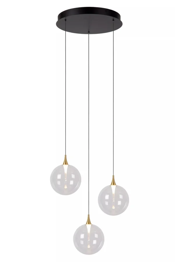 Lucide Gisela - lampe suspendue - Ø 36 x 150 cm - 3 x 3,6W LED dimmable inclus - transparent