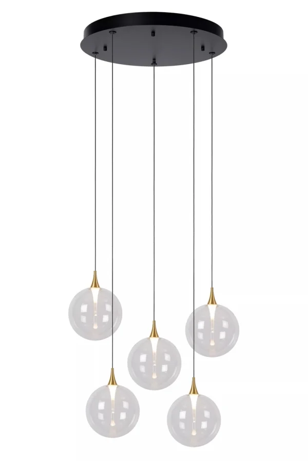 Lucide Gisela - lampe suspendue - Ø 48 x 150 cm - 5 x 3,8W LED dimmable inclus - transparent
