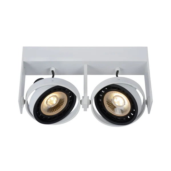 Lucide Griffon - spot de plafond - 32 x 6 x 16 cm - 2 x 12W LED dimmable inclus - blanc