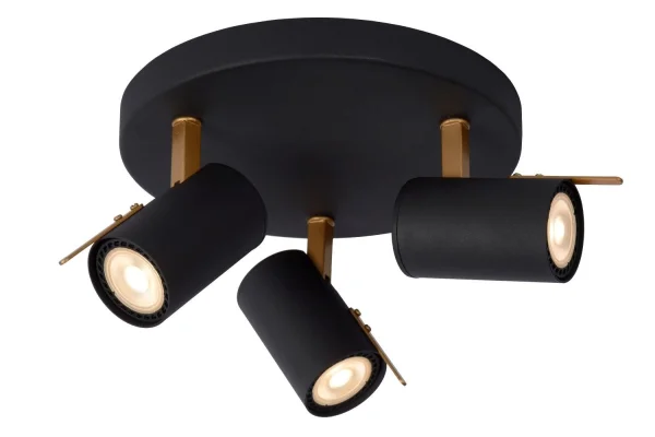 Lucide Grony - spot en saillie - Ø 23 x 15 cm - 3 x 5W LED dimmable inclus - noir