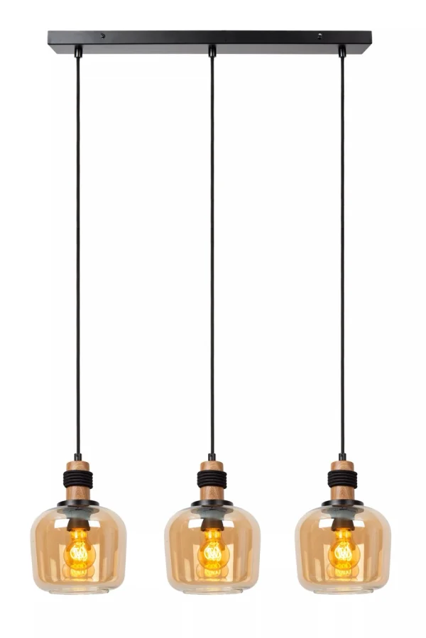 Lucide Ilona - lampe suspendue 3L - 70 x 18 x 150 cm - noir