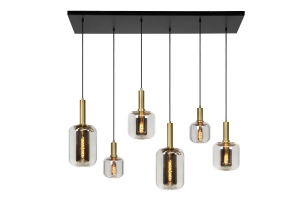 Lucide Joanet - Lampe suspendue 6L - 130 x 30 x 190 cm - Fumé