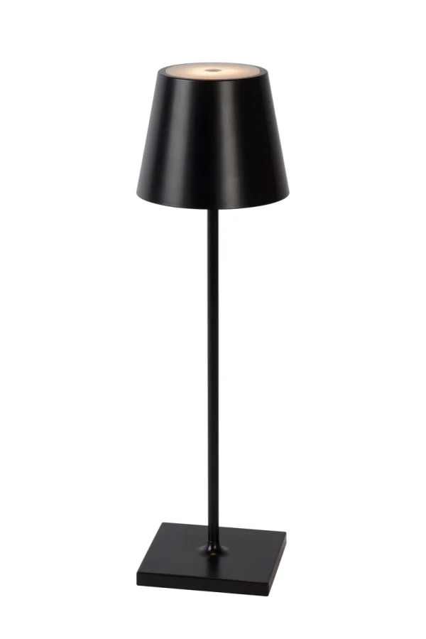 Lucide Justin - lampe de table d'extérieur rechargeable - gradateur à 3 niveaux - Ø 11 x 38 cm - 2,2W LED dimmable inclus - IP54 - noir