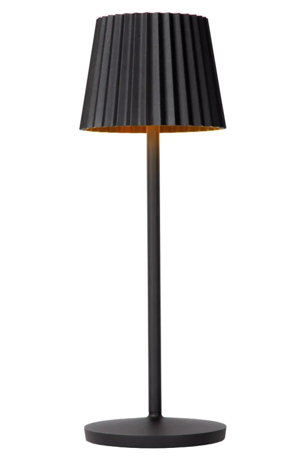 Lucide Justine - lampe de table extérieure sans fil avec station de charge - Ø 13,5 x 38 cm - 2W LED dimmable inclus - IP54 - noir