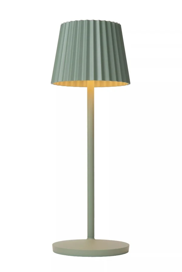 Lucide Justine - lampe de table extérieure sans fil avec station de charge - Ø 13,5 x 38 cm - 2W LED dimmable inclus - IP54 - vert