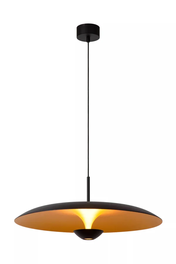 Lucide Kenneth - lampe suspendue - Ø 60 x 170 cm - 16W LED dimmable inclus - noir et or mat