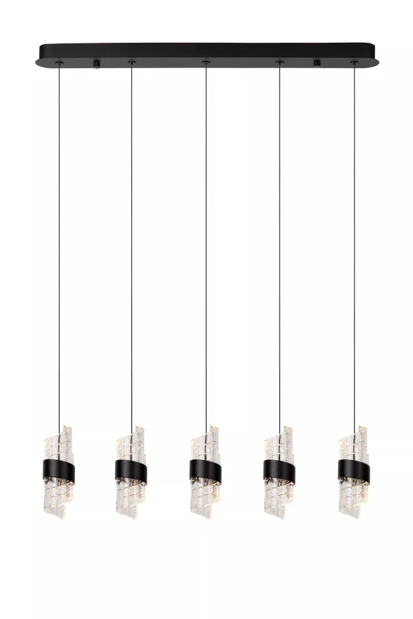Lucide Kligande - lampe suspendue - 84 x 8 x 150 cm - 5 x 7,8W LED dimmable inclus - noir