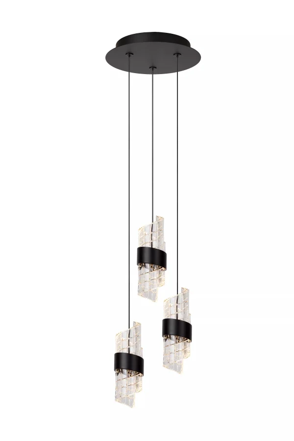 Lucide Kligande - lampe suspendue - Ø 25 x 150 cm - 3 x 8W LED inclus - noir