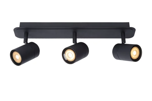 Lucide Lennert - spot en saillie 3L - 40 x 7 x 12,5 cm - 3 x 5W LED dimmable inclus - IP44 - noir