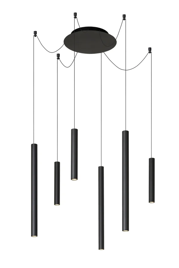 Lucide Lorenz - lampe suspendue - 120 x 120 x 130 cm - 6 x 4W LED dimmable inclus - noir