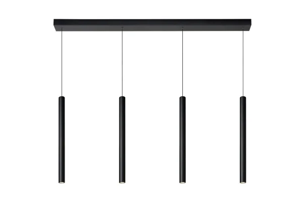 Lucide Lorenz - lampe suspendue - 120 x 4 x 180 cm - 4 x 4W LED dimmable inclus - noir