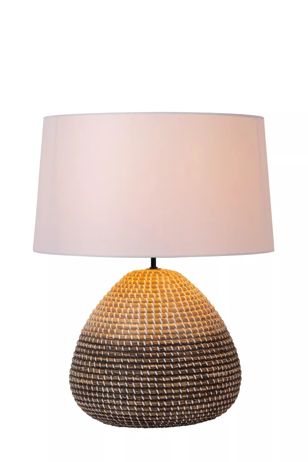 Lucide Maduka - lampe à poser - Ø 45 x 61 cm - brun clair et blanc