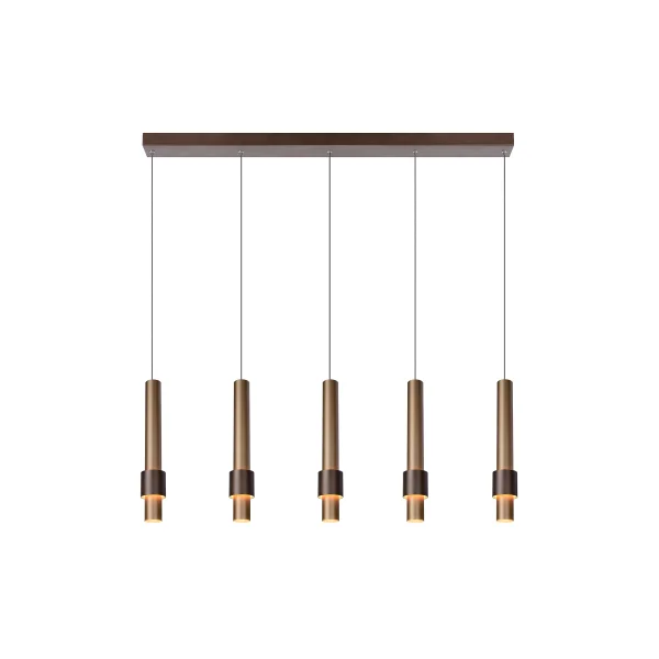 Lucide Margary - lampe suspendue - 103 x 8 x 169 cm - 5 x 4,2W LED dimmable inclus - café
