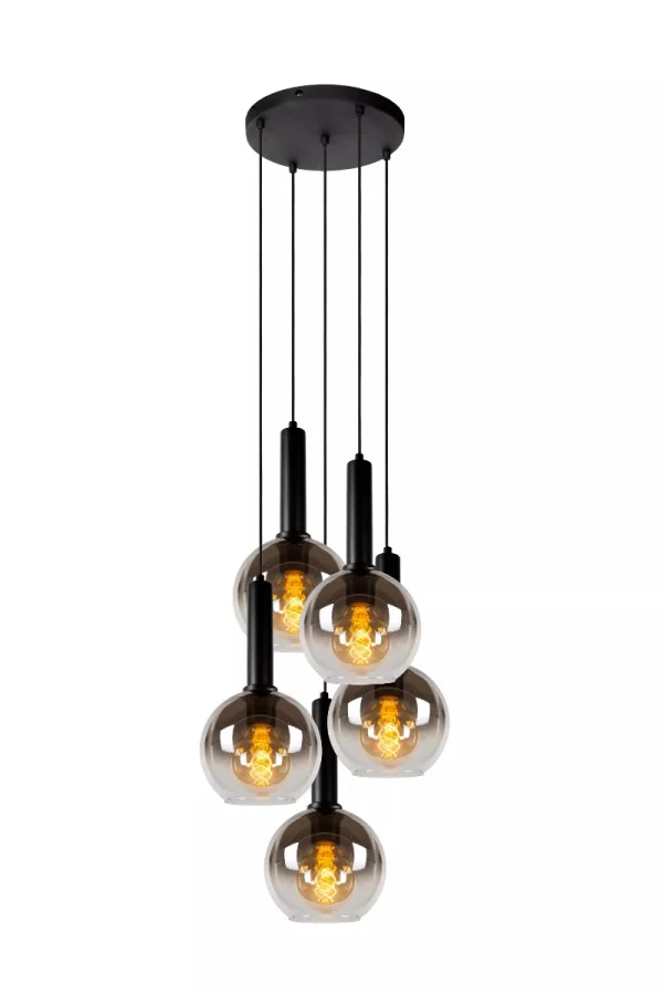 Lucide Marius - lampe suspendue - Ø 55 x 150 cm - noir fumé