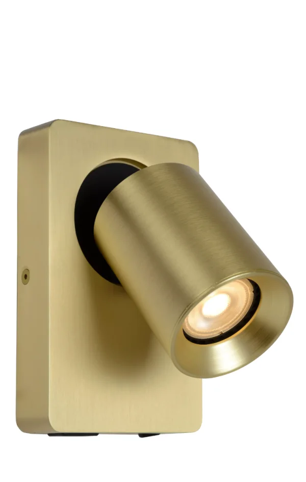 Lucide Nigel - applique murale avec interrupteur et port USB - 16 x 10 x 11,8 cm - 5W LED dimmable inclus - matt gold