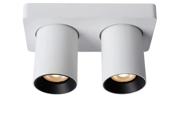 Lucide Nigel - spot en saillie - 20 x 10 x 11,3 cm - 2 x 5W dimmable incl.- dim to warm - white