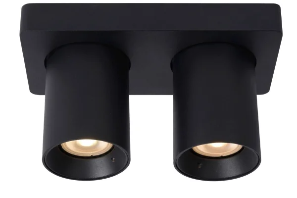 Lucide Nigel - spot en saillie - 20 x 10 x 11,3 cm - 2 x 5W dimmable inclus - dim to warm - noir